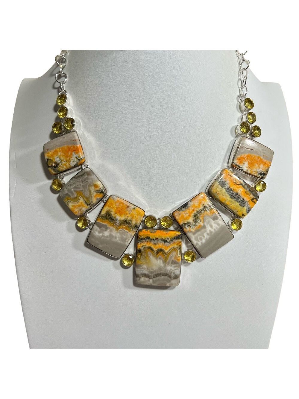 Beautiful Bumble Bee Jasper 925 Large Gemstone Necklace